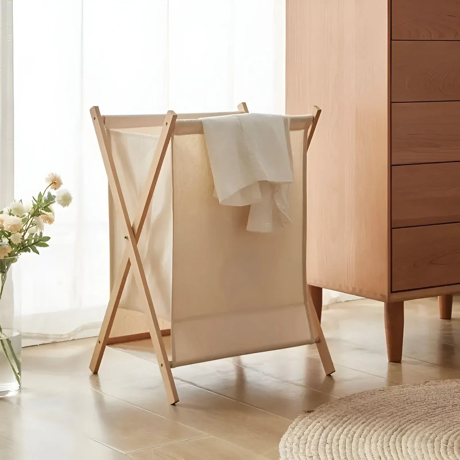 FlexiWood Korb - Faltbarer Wäschekorb aus Holz