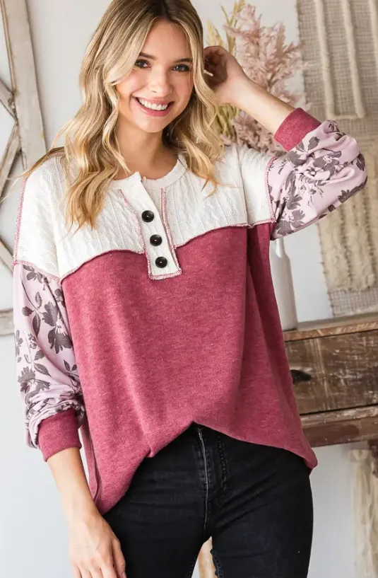 Floral Sleeve Vintage Long Sleeve