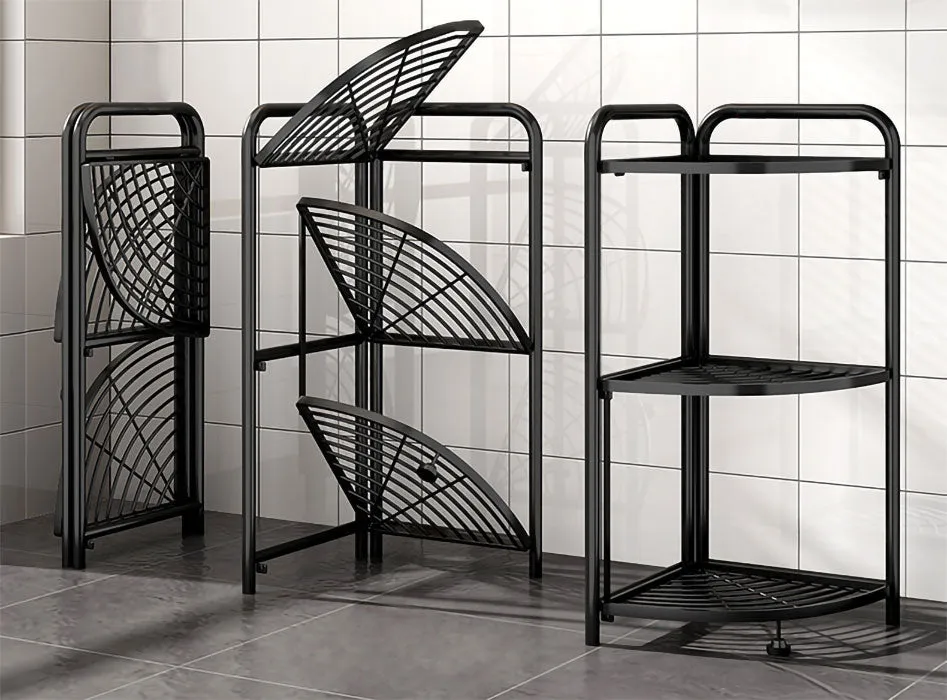 Foldable 3 Tier Steel Triangular Corner Shelving Unit