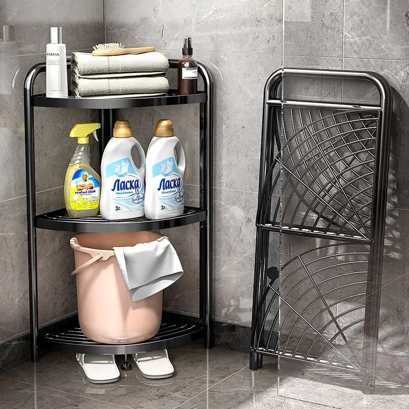Foldable 3 Tier Steel Triangular Corner Shelving Unit