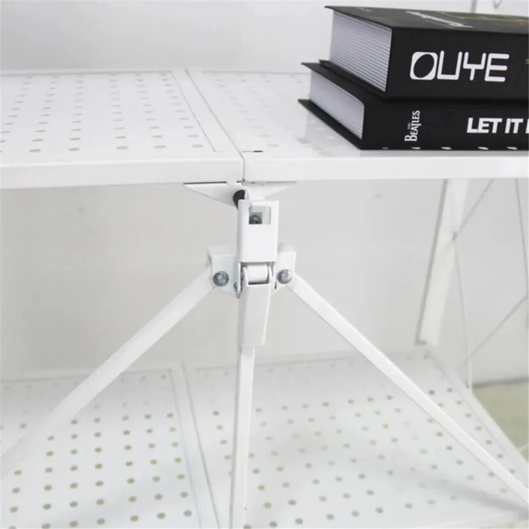 Foldable 3 Tier Storage Shelf, Carbon Steel, White - EKKIO