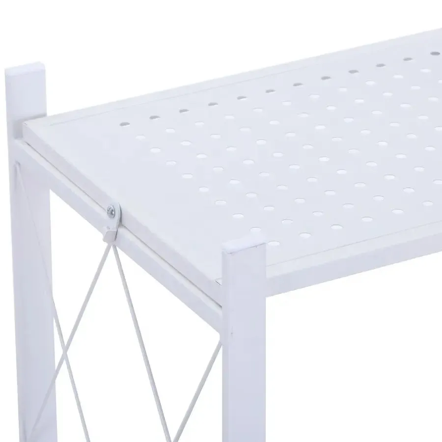 Foldable 3 Tier Storage Shelf, Carbon Steel, White - EKKIO