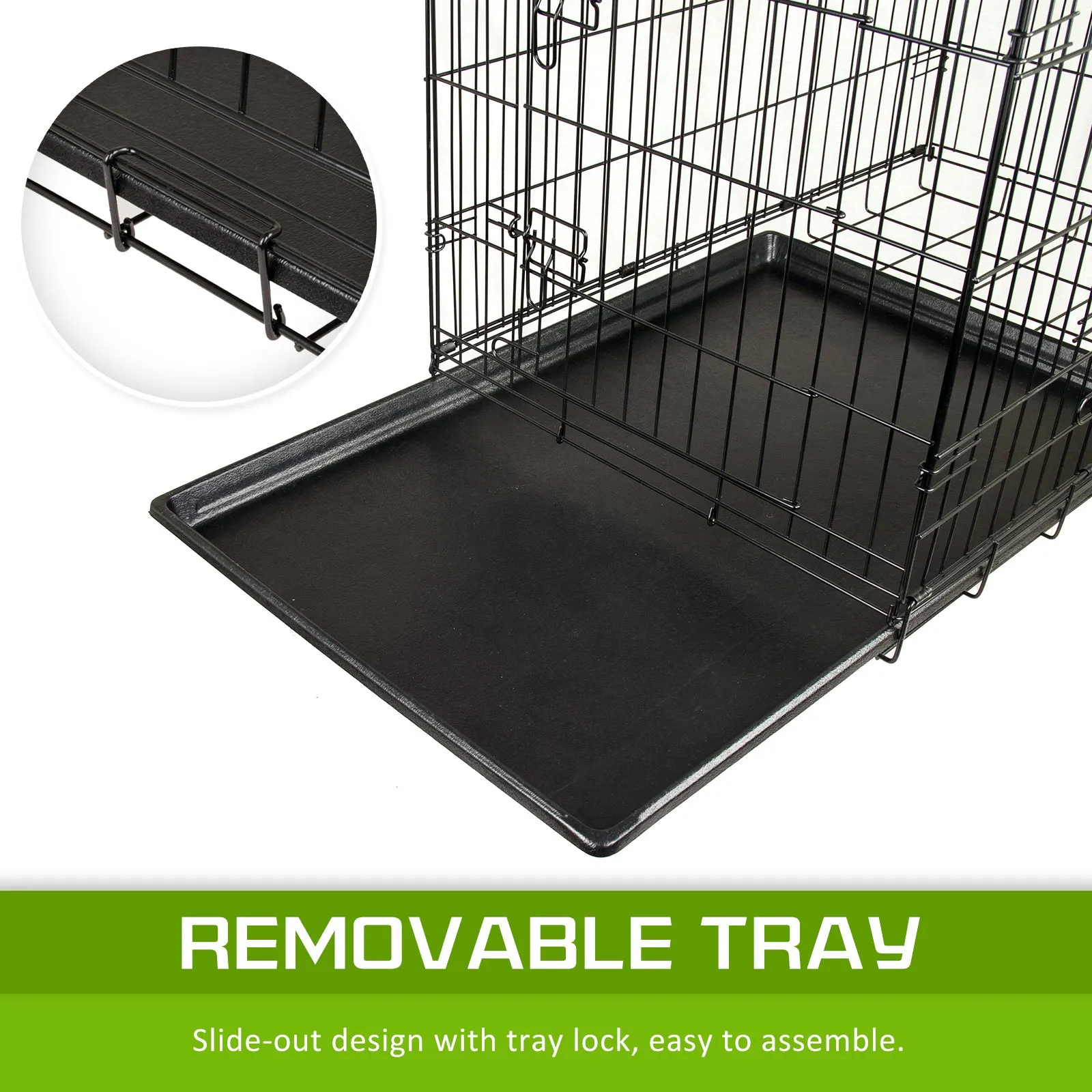 Foldable 30in Wire Dog Cage w/ Tray, Dual Doors - Paw Mate