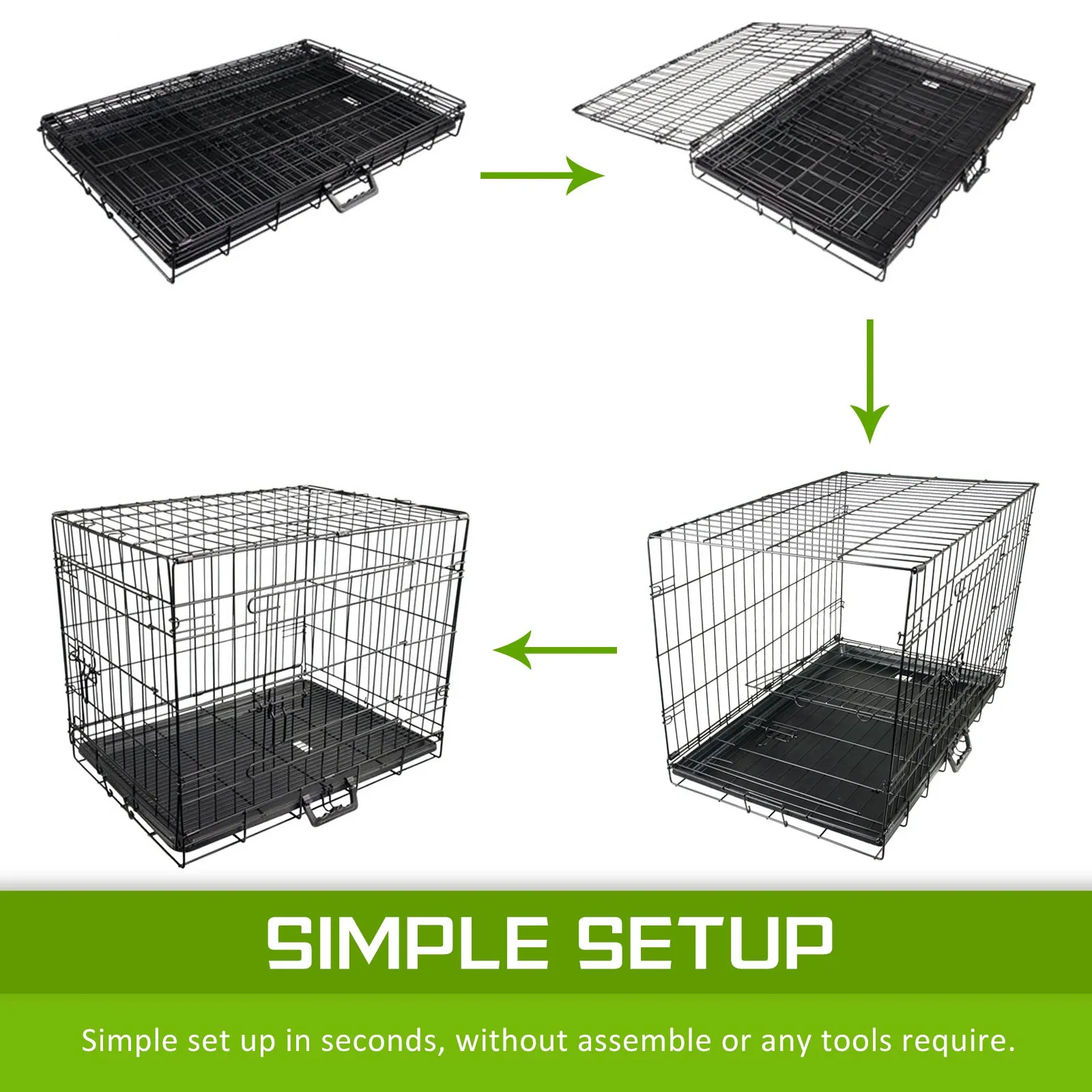 Foldable 30in Wire Dog Cage w/ Tray, Dual Doors - Paw Mate