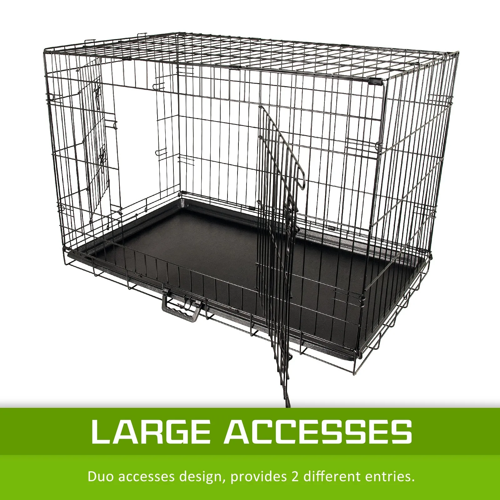 Foldable 30in Wire Dog Cage w/ Tray, Dual Doors - Paw Mate