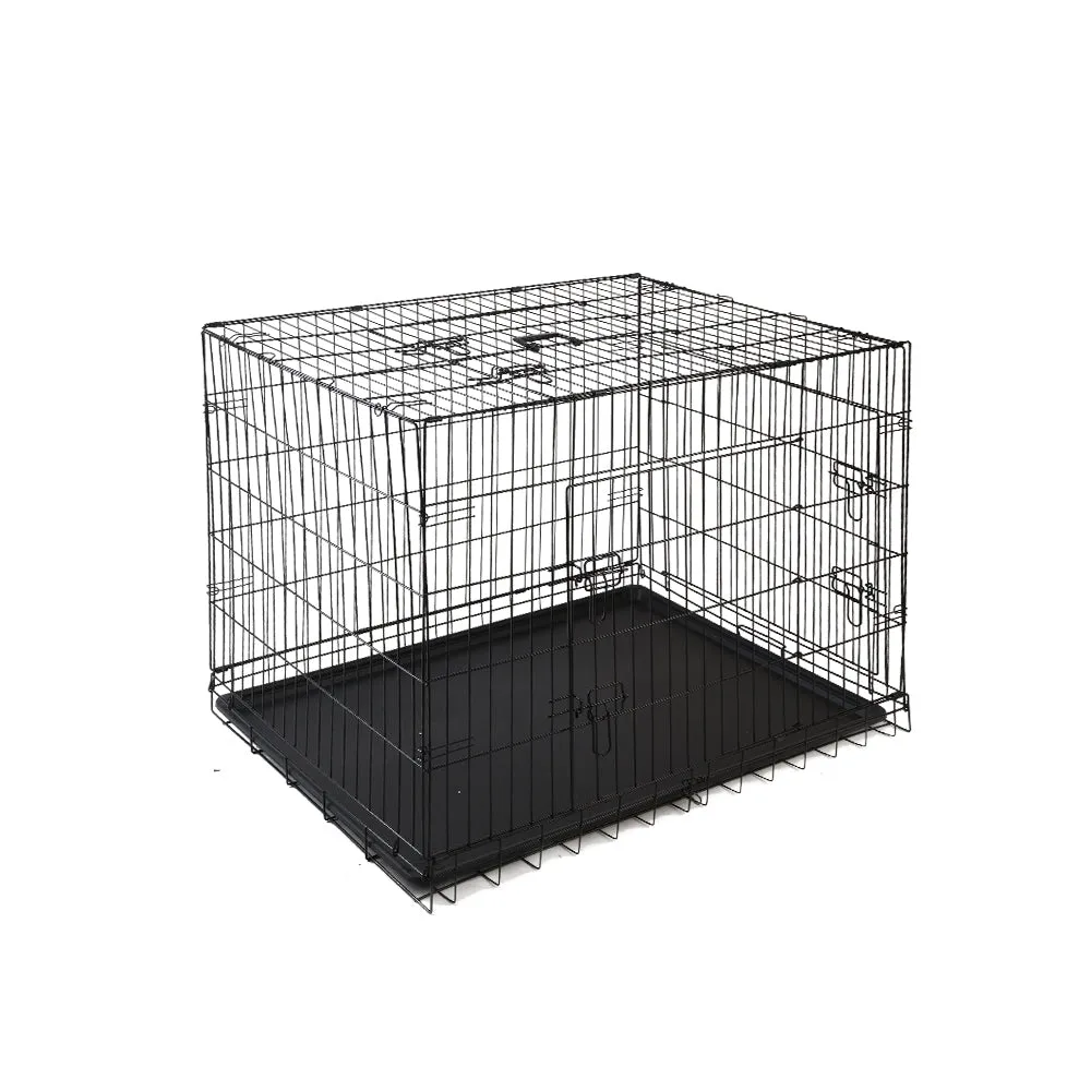 Foldable 48" Dog Cage with 3 Doors, Removable Tray - i.Pet