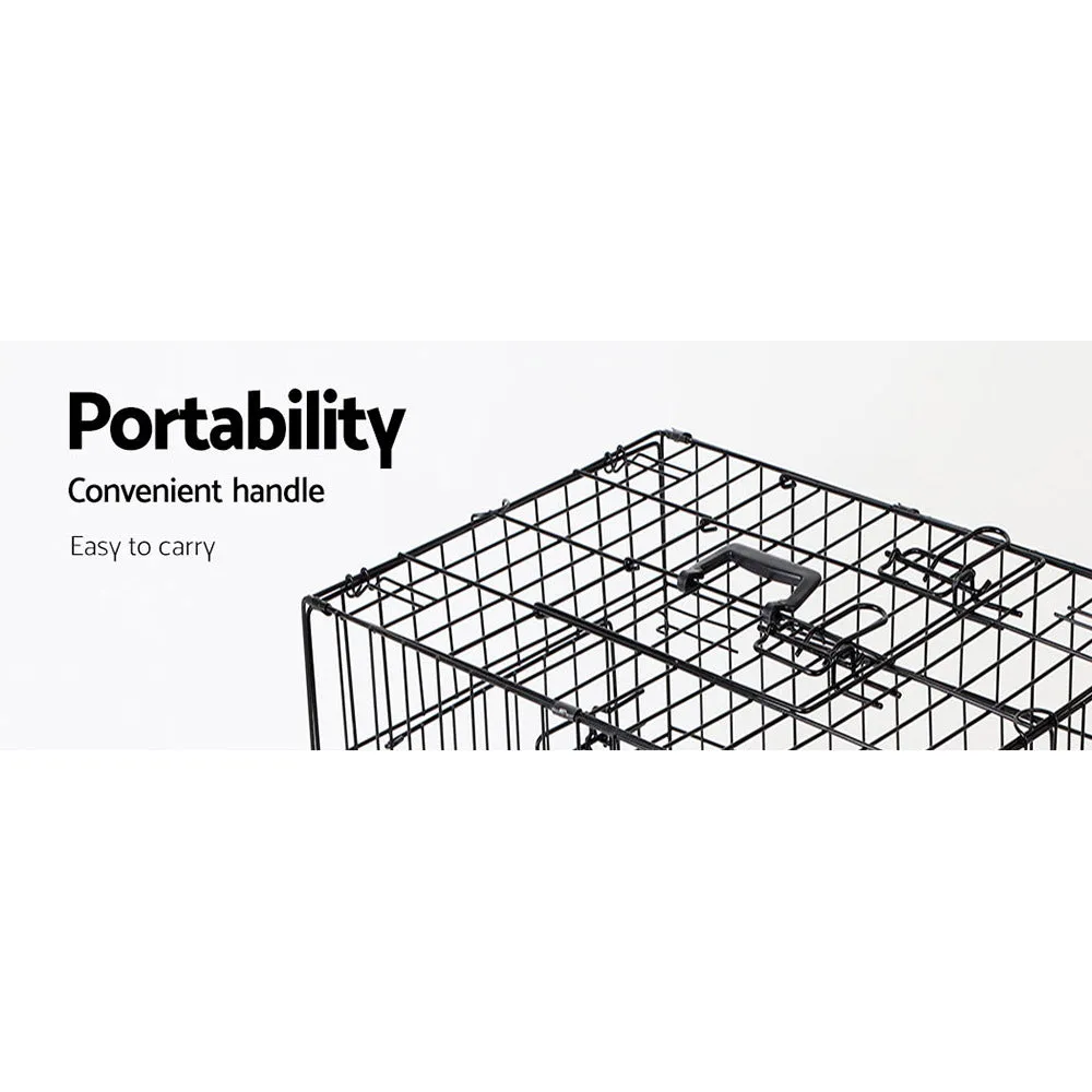 Foldable 48" Dog Cage with 3 Doors, Removable Tray - i.Pet