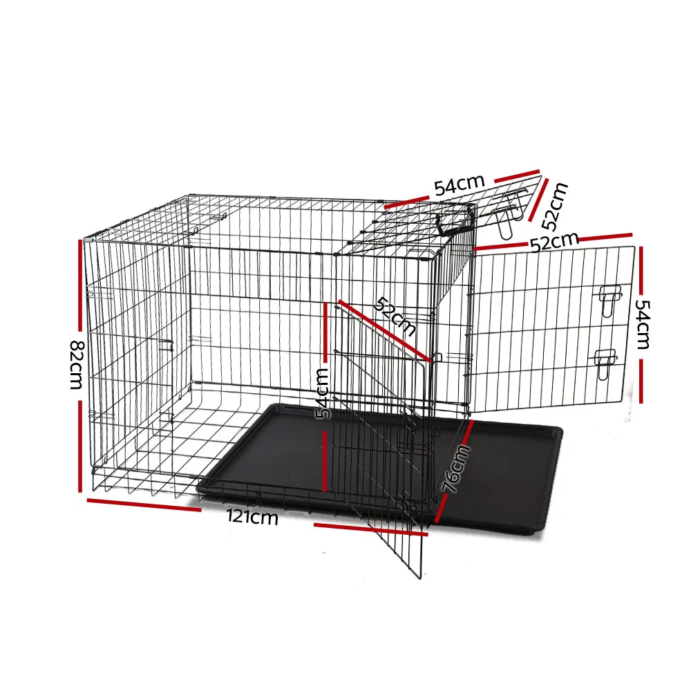Foldable 48" Dog Cage with 3 Doors, Removable Tray - i.Pet