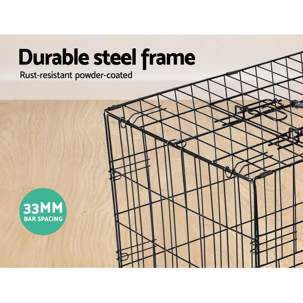 Foldable 48" Dog Cage with 3 Doors, Removable Tray - i.Pet