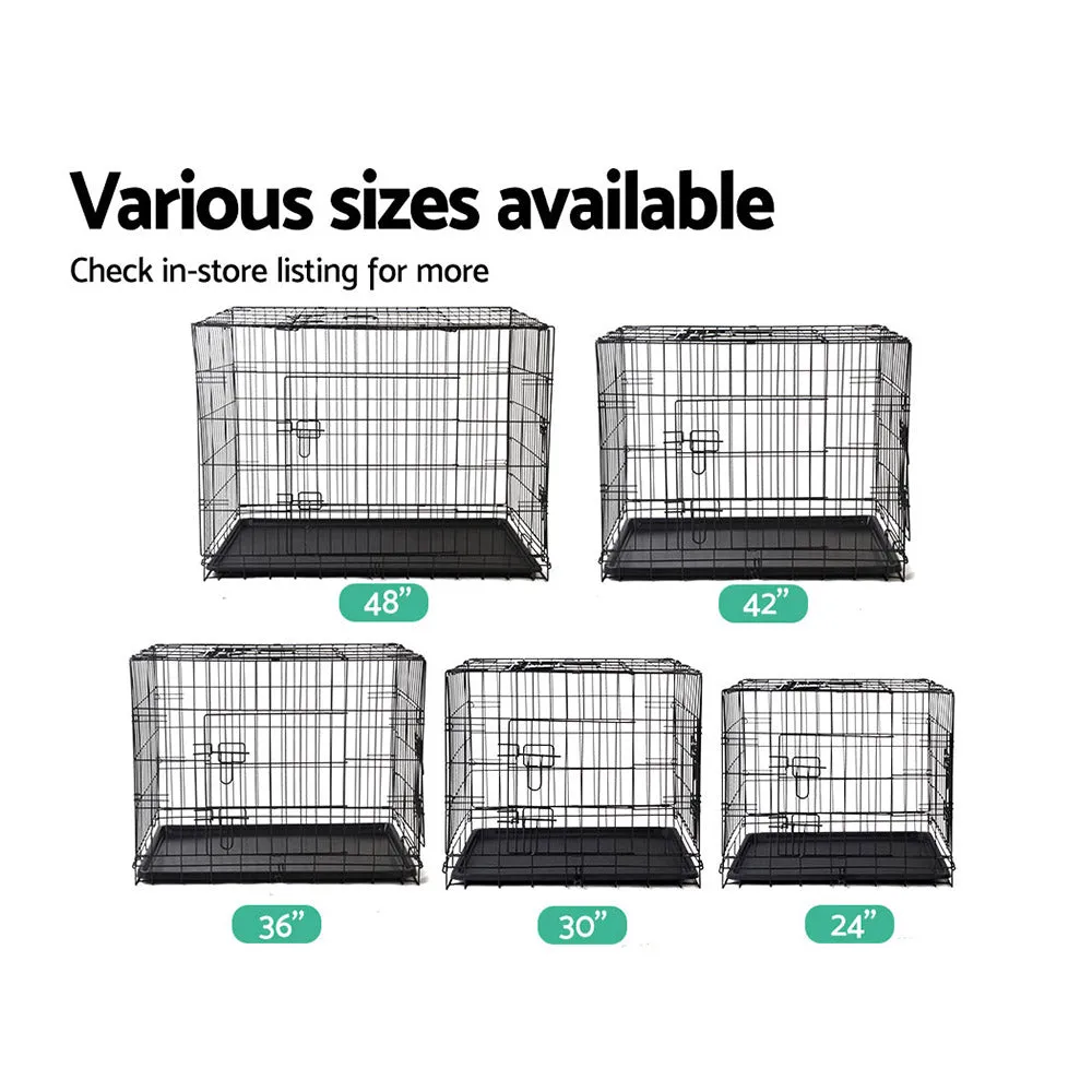 Foldable 48" Dog Cage with 3 Doors, Removable Tray - i.Pet