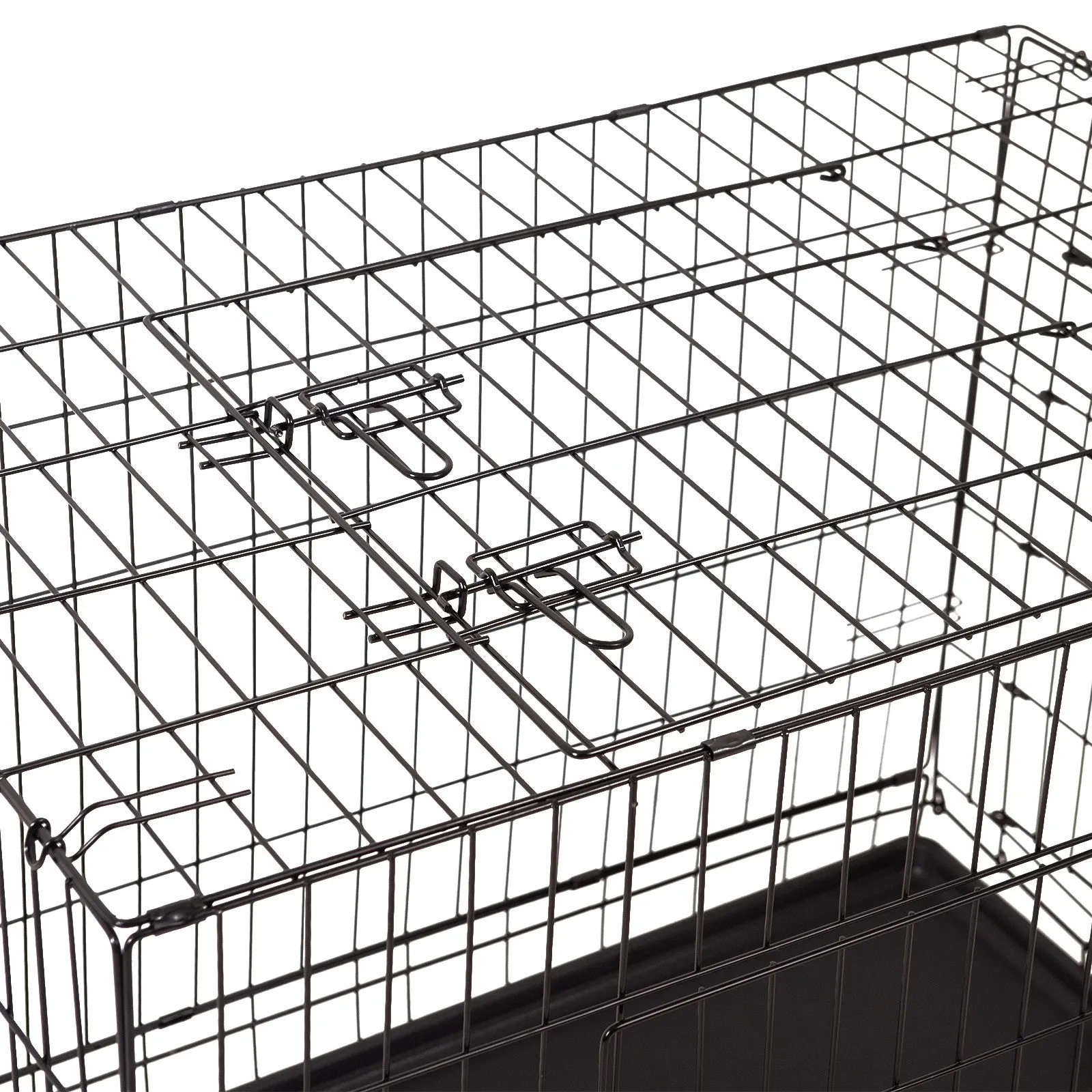 Foldable Metal Pet Cage with ABS Tray, 3 Doors - 36" 4Paws
