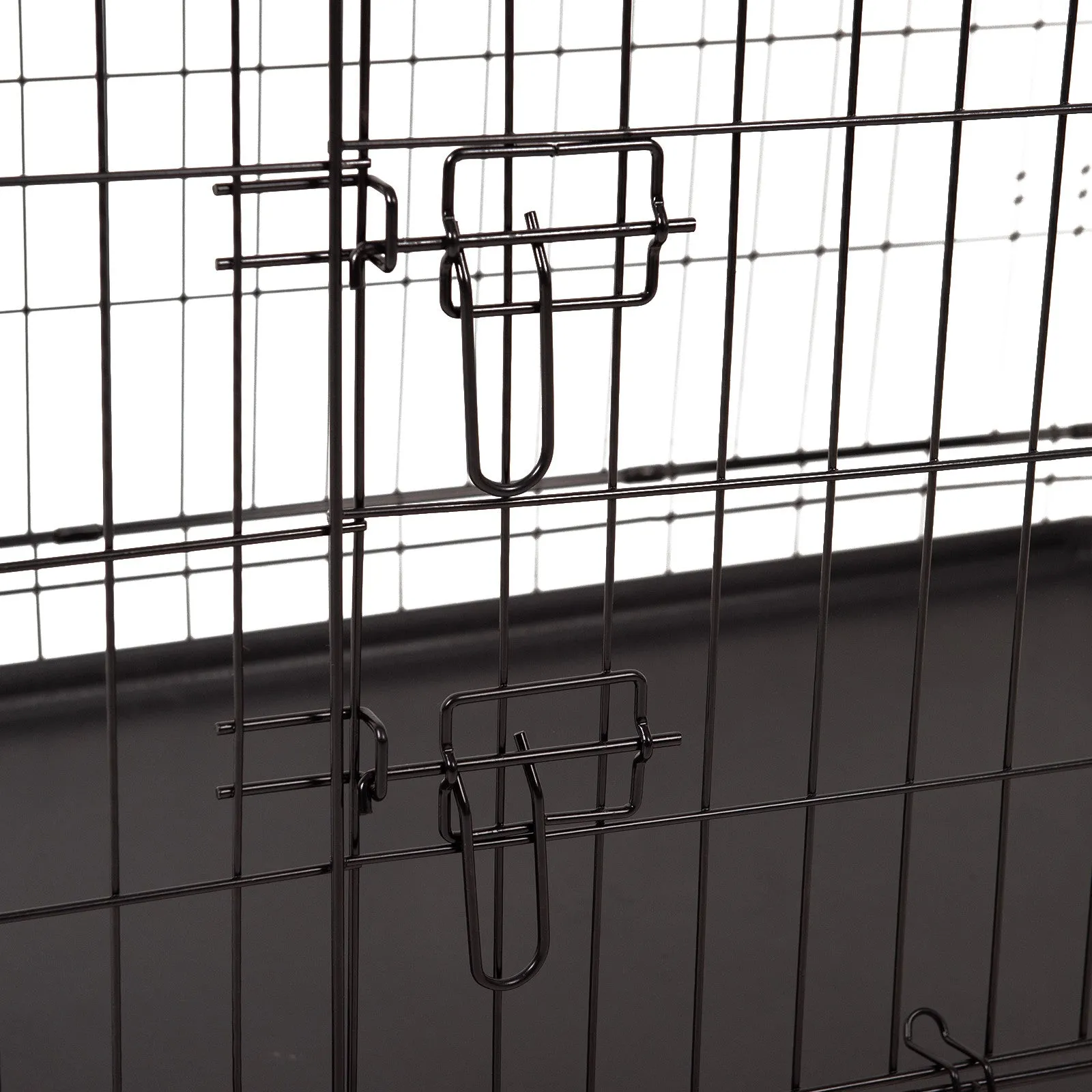 Foldable Metal Pet Cage with ABS Tray, 3 Doors - 36" 4Paws