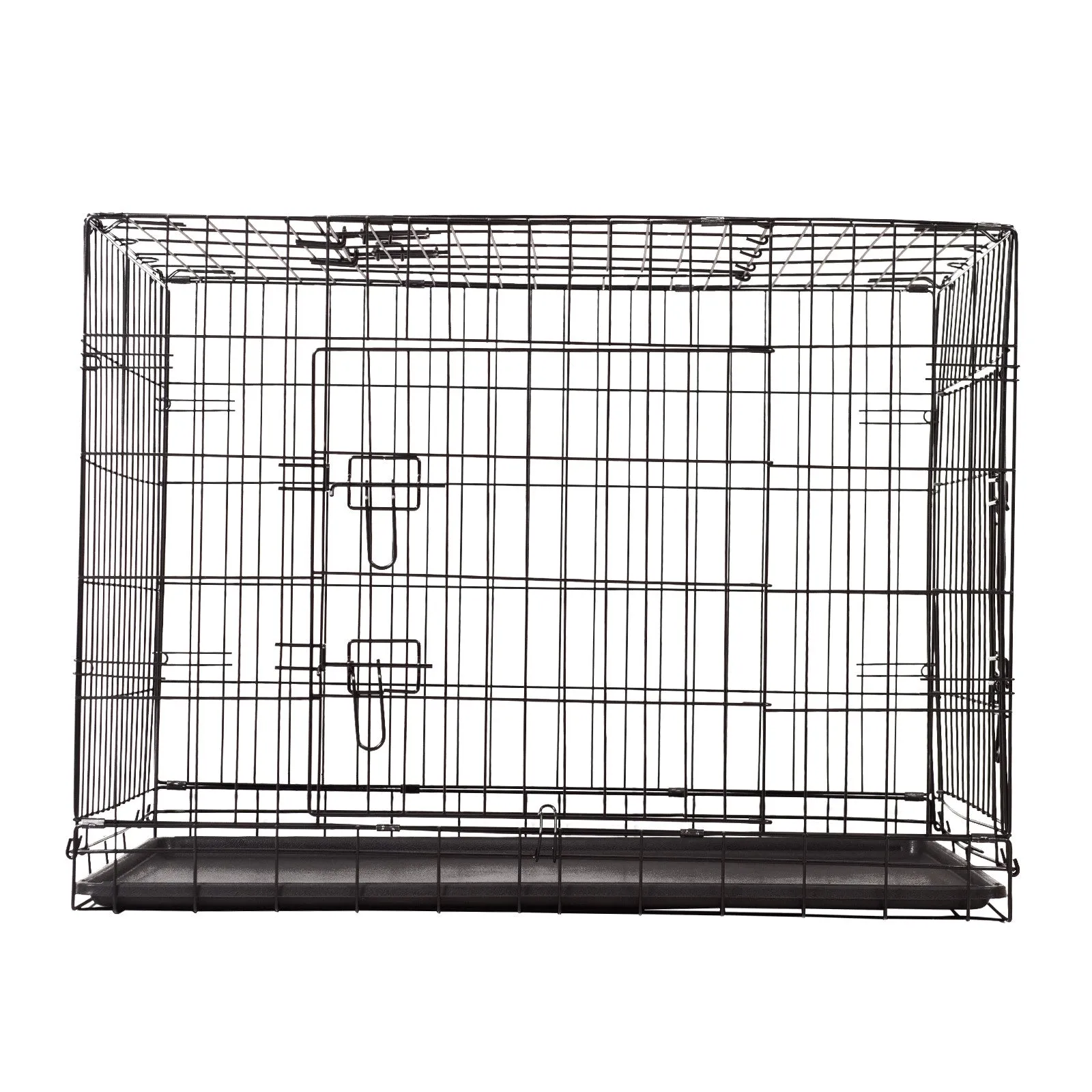 Foldable Metal Pet Cage with ABS Tray, 3 Doors - 36" 4Paws