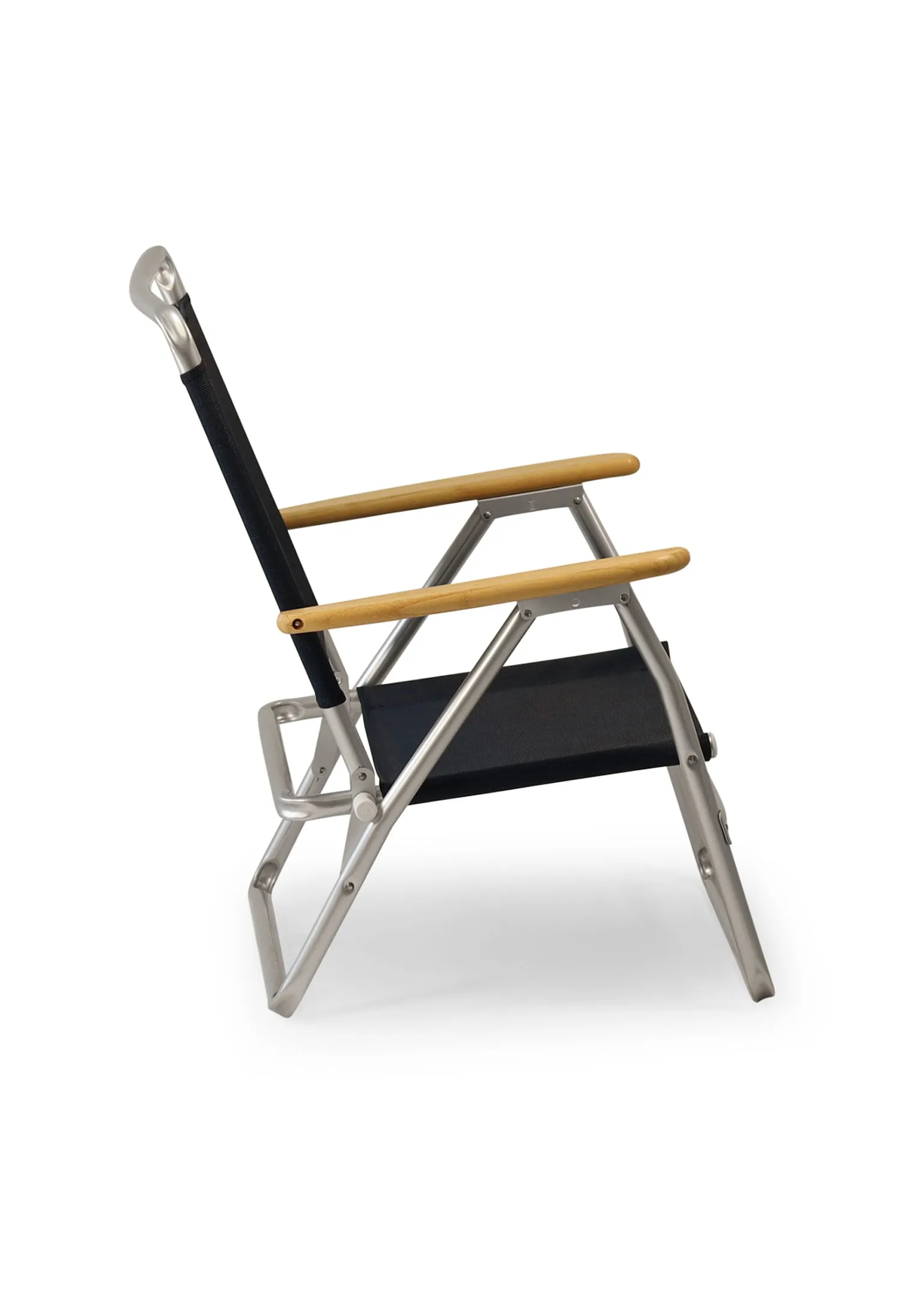 Folding Aluminum Beach Chair with Bamboo Armrests- Textile Mesh Fabric -PA600V-BB