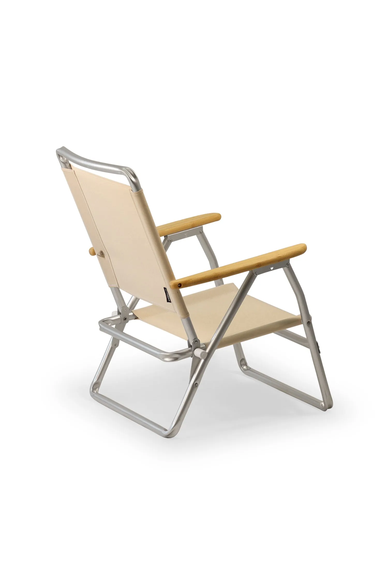 Folding Aluminum Beach Chair with Bamboo Armrests- Textile Mesh Fabric -PA600V-BB