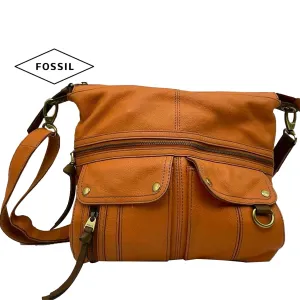 FOSSIL Crossbody Bag Authentic Leather Bag Orange