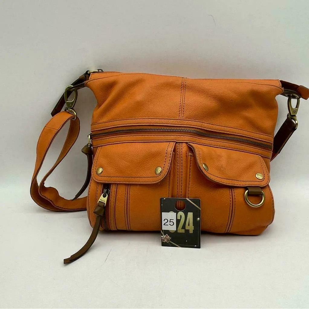 FOSSIL Crossbody Bag Authentic Leather Bag Orange