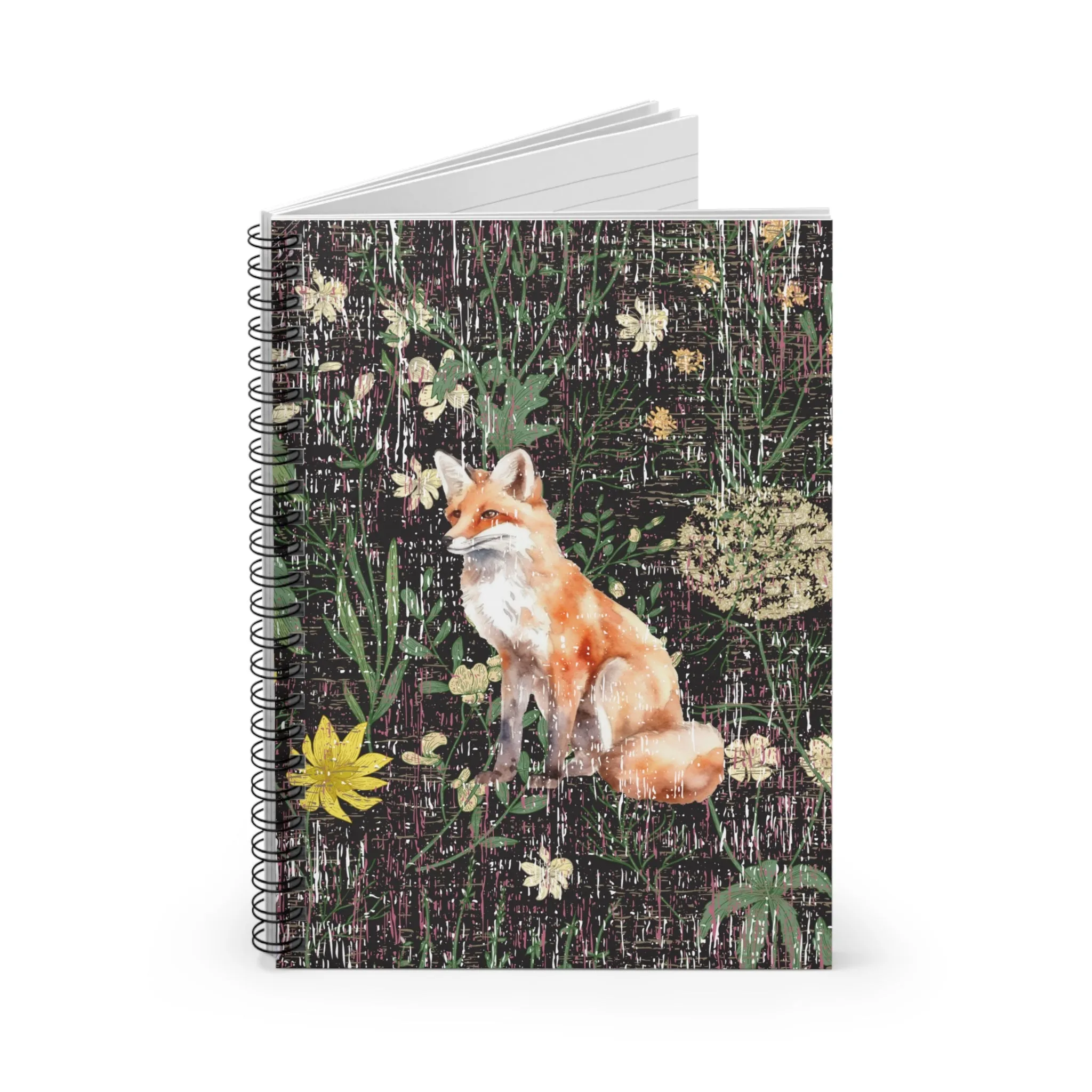 Fox in Bloom: Ruled Spiral Notebook with Adorable Fox and Floral Harmony
