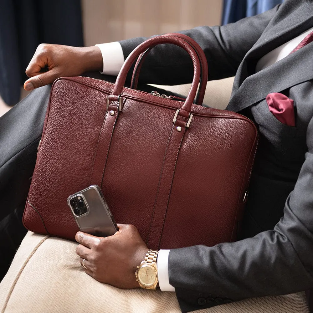 Gainsborough Leather 15" Laptop Bag - Burgundy