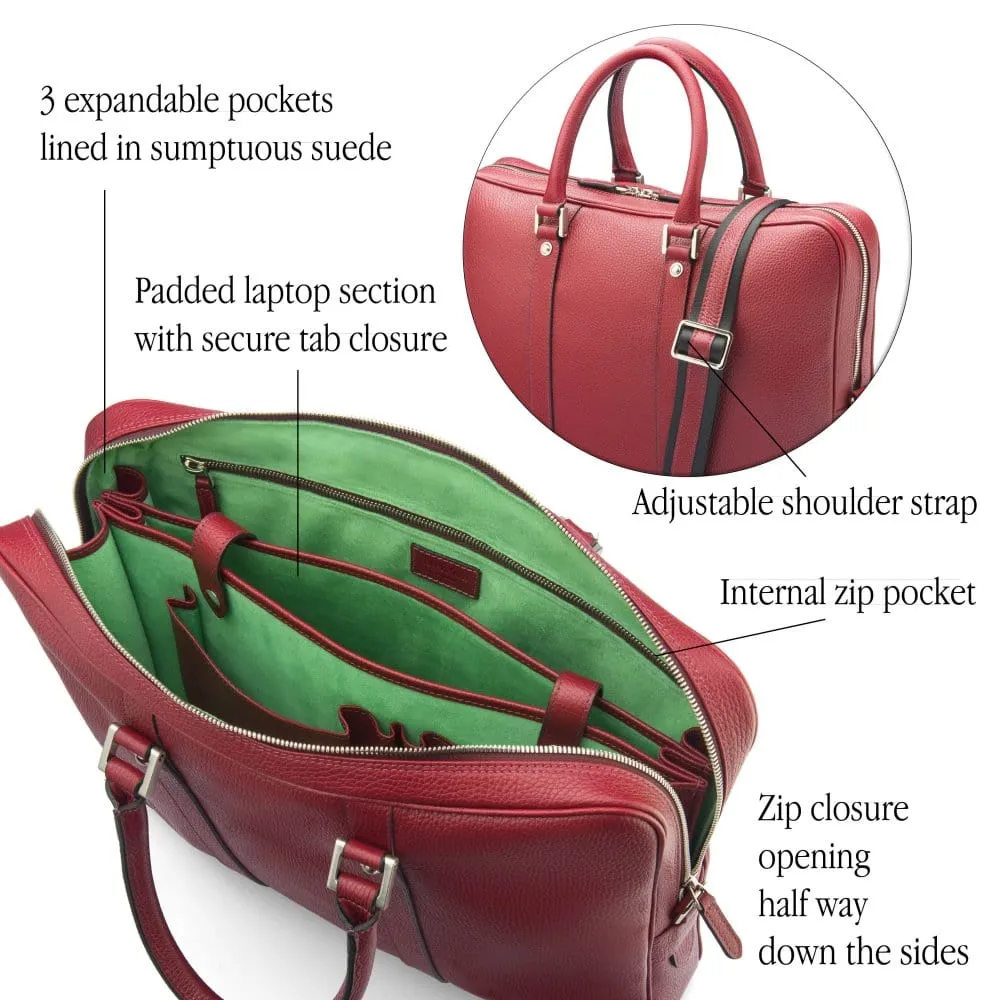 Gainsborough Leather 15" Laptop Bag - Burgundy