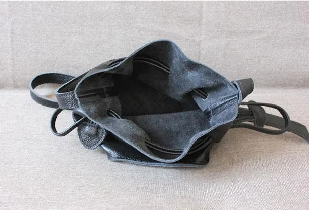 Genuine Leather Bucket Bag Shoulder Bag Crossbody Bag Handbag Purse For Women
