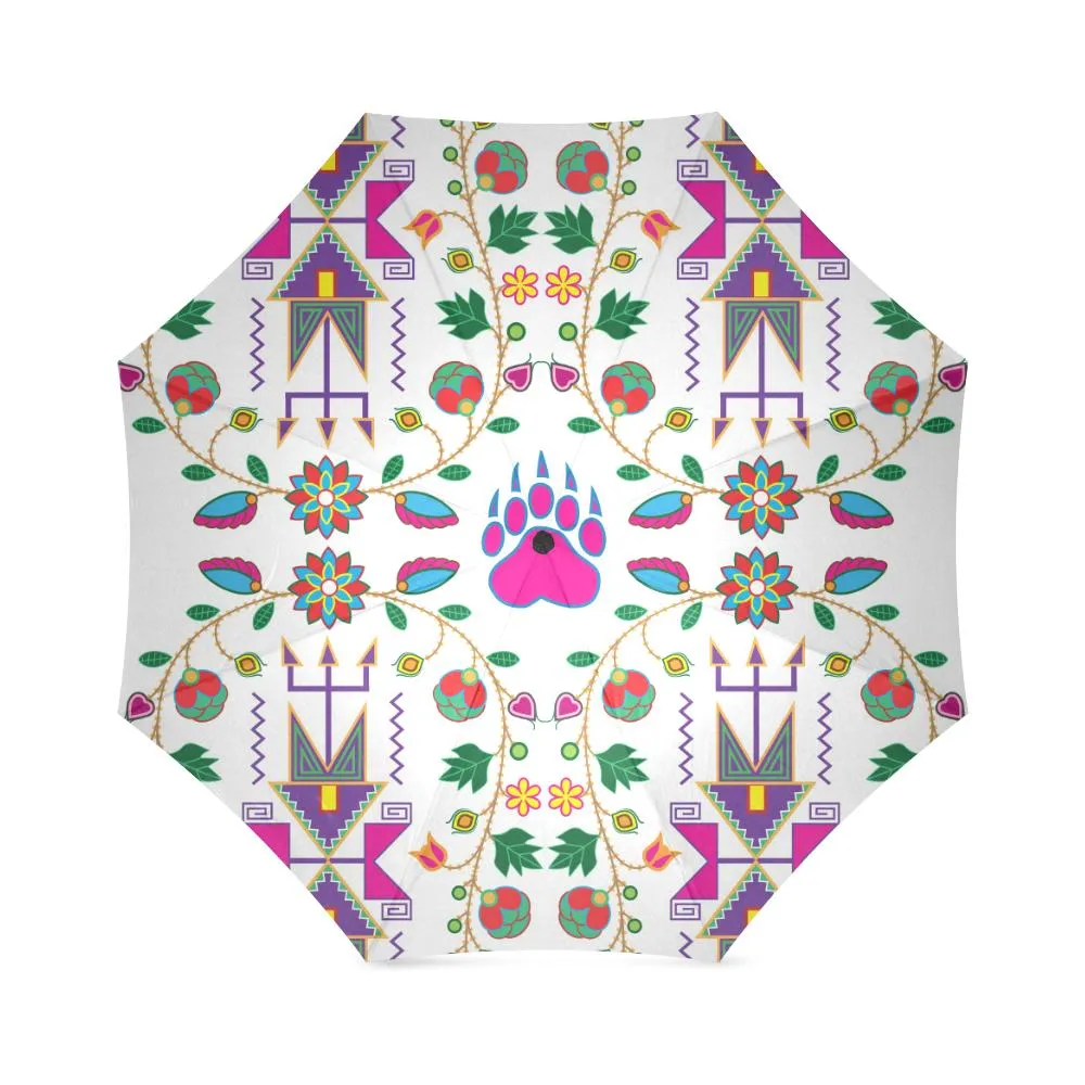 Geometric Floral Fall-White Foldable Umbrella
