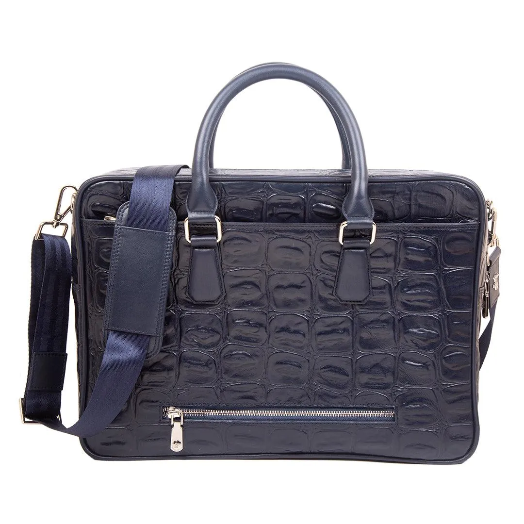 Great Dane | Leather Portfolio Bag | 100% Genuine Leather | For Office Use | Colour -  Blue
