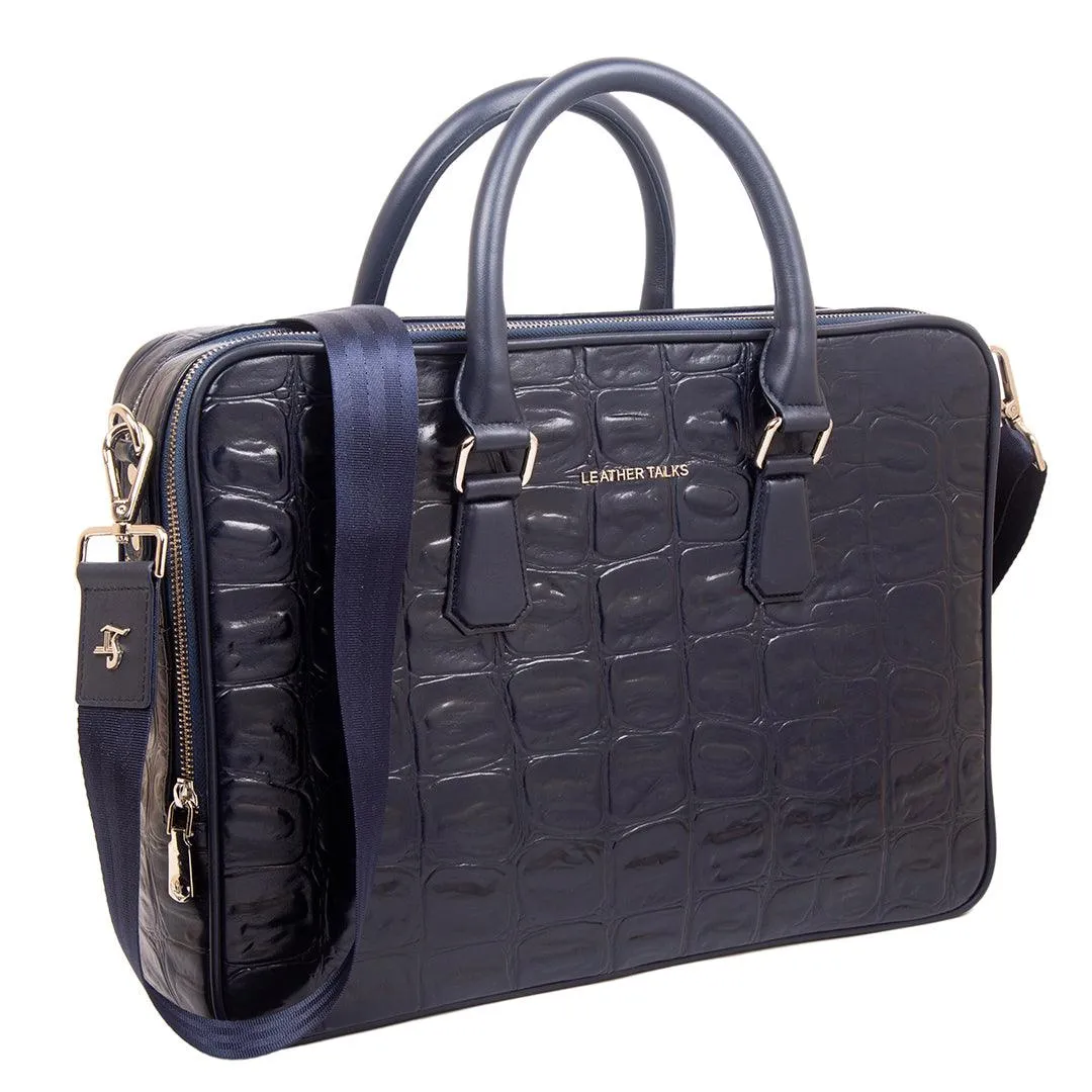 Great Dane | Leather Portfolio Bag | 100% Genuine Leather | For Office Use | Colour -  Blue