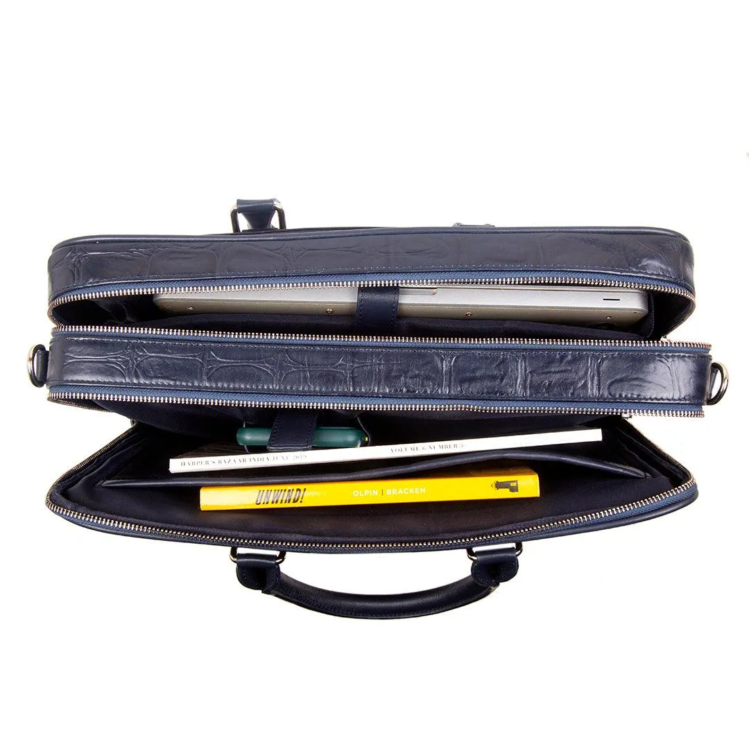 Great Dane | Leather Portfolio Bag | 100% Genuine Leather | For Office Use | Colour -  Blue