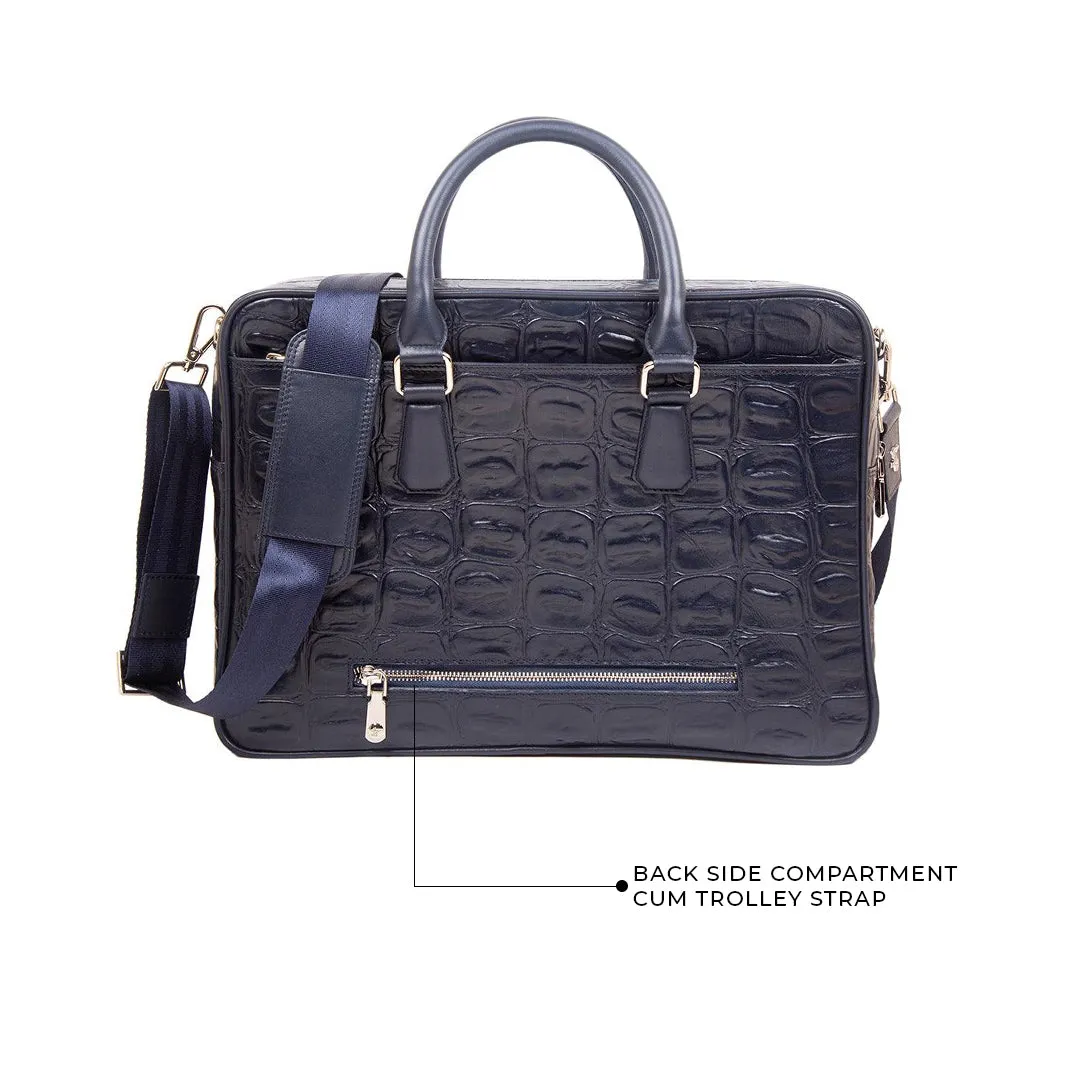 Great Dane | Leather Portfolio Bag | 100% Genuine Leather | For Office Use | Colour -  Blue