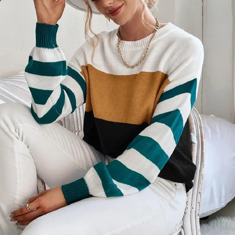 Green Long-sleeved Knitted Sweater Pullover