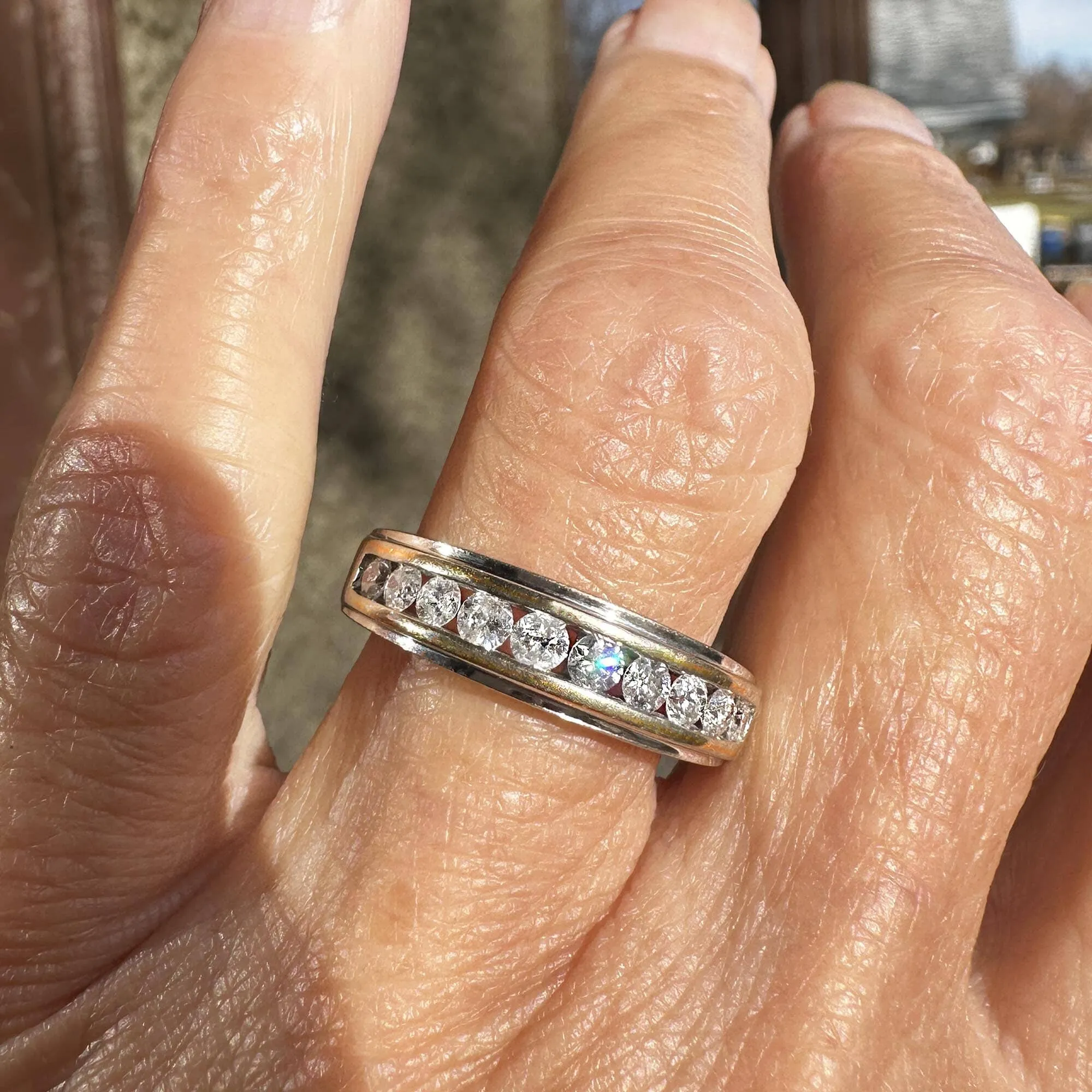 Half Hoop Two Tone 14K Gold Diamond Ring Band