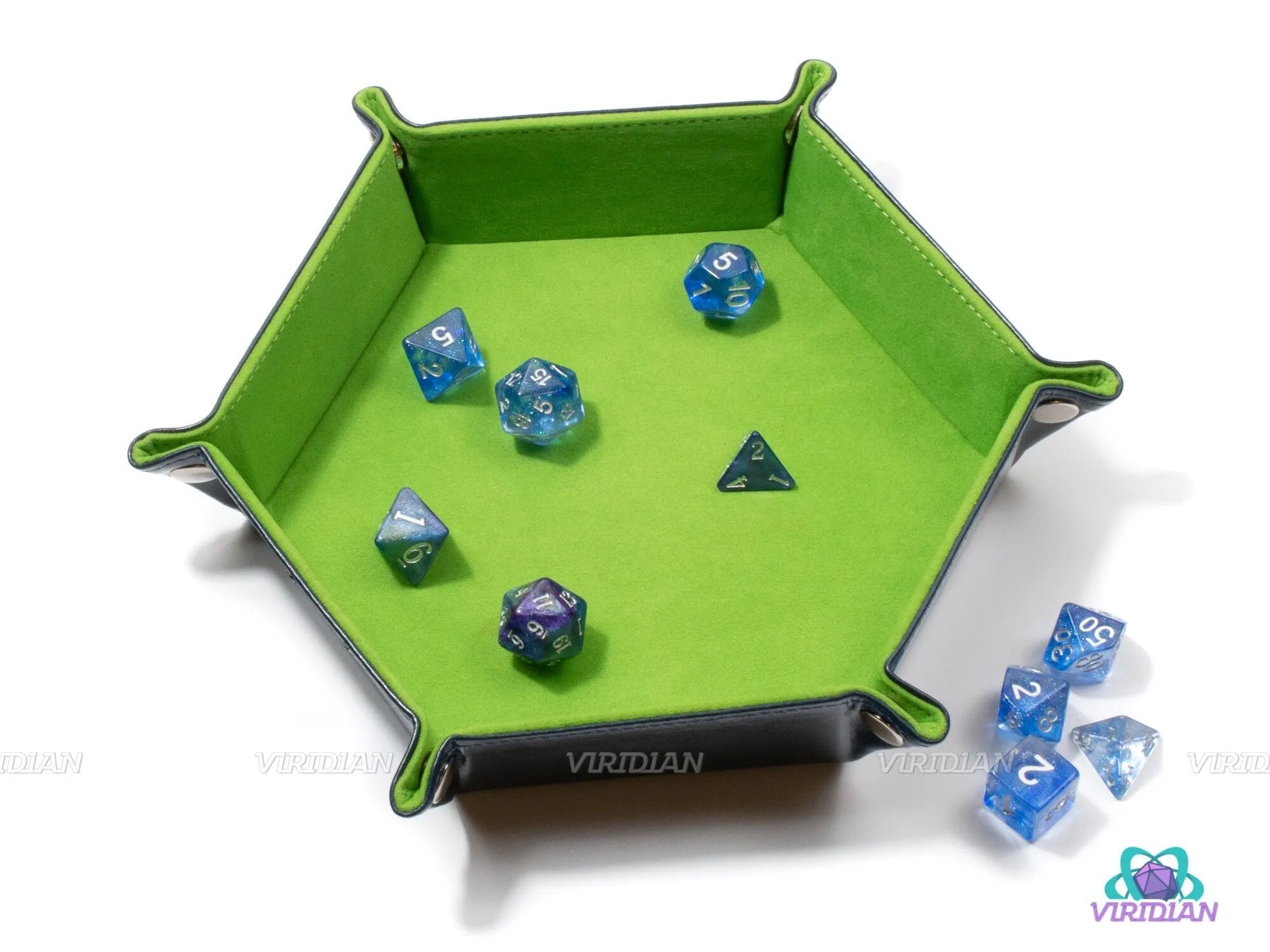Hexagonal Dice Tray | Foldable Velvet & TPU Leather Rolling Mat |  DnD, RPG Games, TTRPG