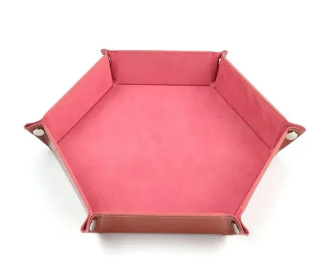 Hexagonal Dice Tray | Foldable Velvet & TPU Leather Rolling Mat |  DnD, RPG Games, TTRPG