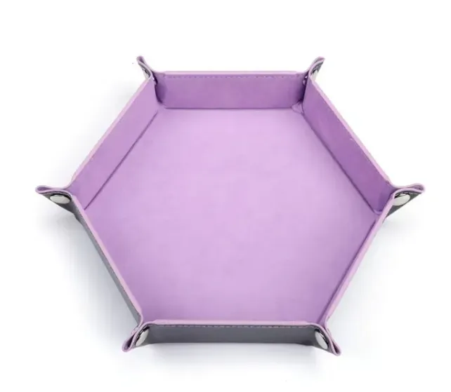 Hexagonal Dice Tray | Foldable Velvet & TPU Leather Rolling Mat |  DnD, RPG Games, TTRPG