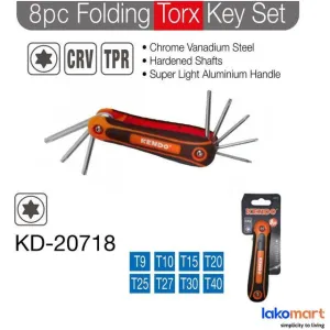 KENDO 8 Pcs Foldable Torx Key CRV Set T9 - T4 [2718]