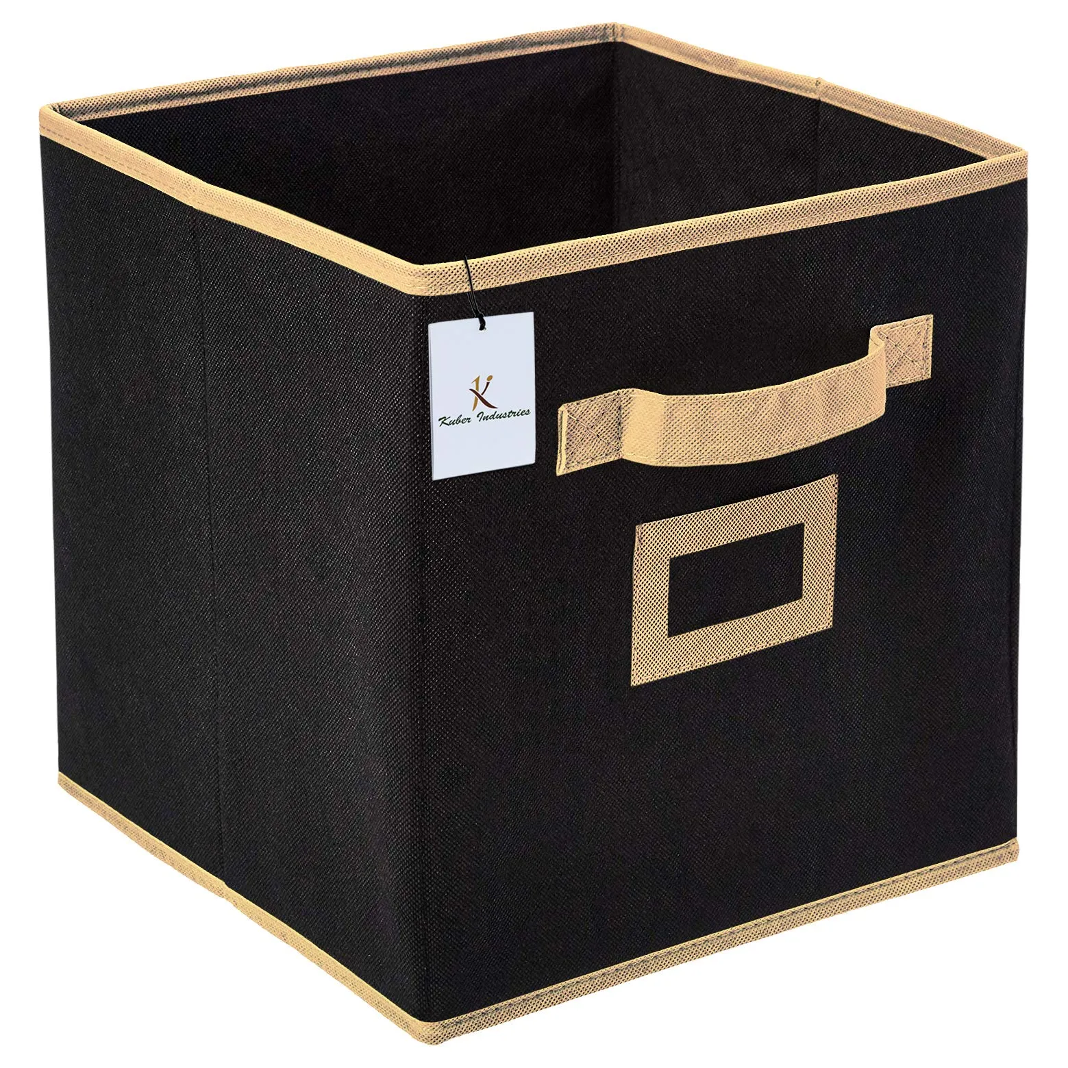 Kuber Industries Non Woven 2 Pieces Small Foldable Storage Organiser Cubes/Boxes (Black & Pink) - CTKTC035167