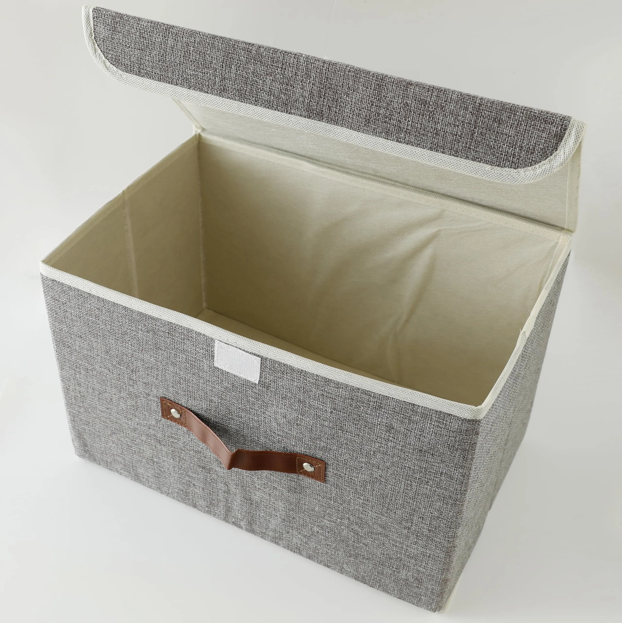 Kuber Industries Small Storage Box With Lid|Foldable Toys Storage Bin|Wardrobe Organizer For clothes|Front Handle & Sturdy Pack Of-4 (Grey)