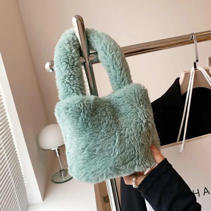 Ladies Bucket Bag Faux Fur Tote Bag-Showtown