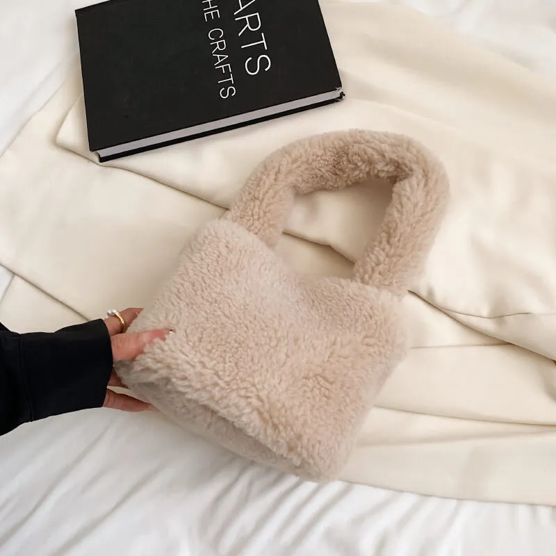 Ladies Bucket Bag Faux Fur Tote Bag-Showtown