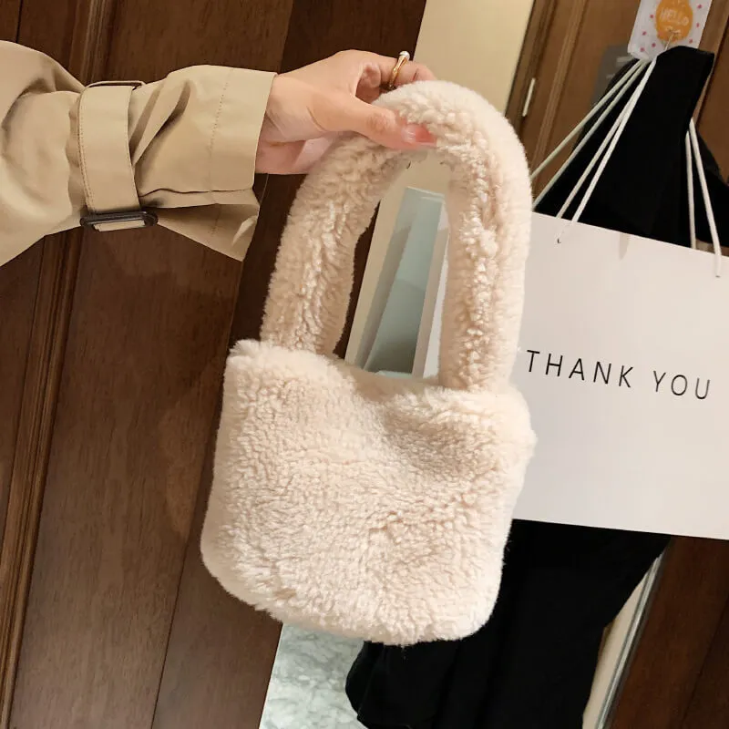 Ladies Bucket Bag Faux Fur Tote Bag-Showtown
