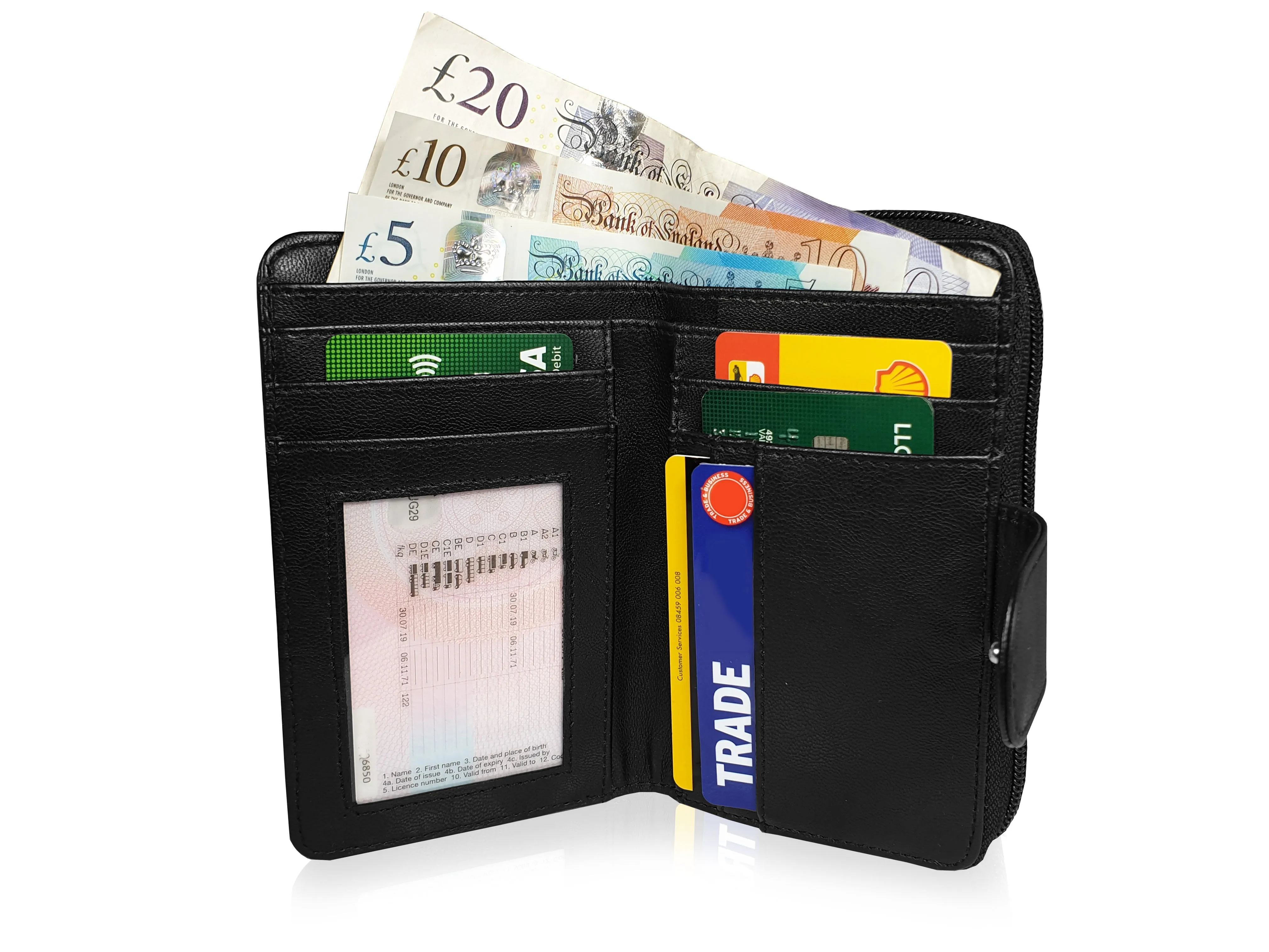 Ladies Designer Leather Purse, RFID Protected Card Slots, Coin Section QL115