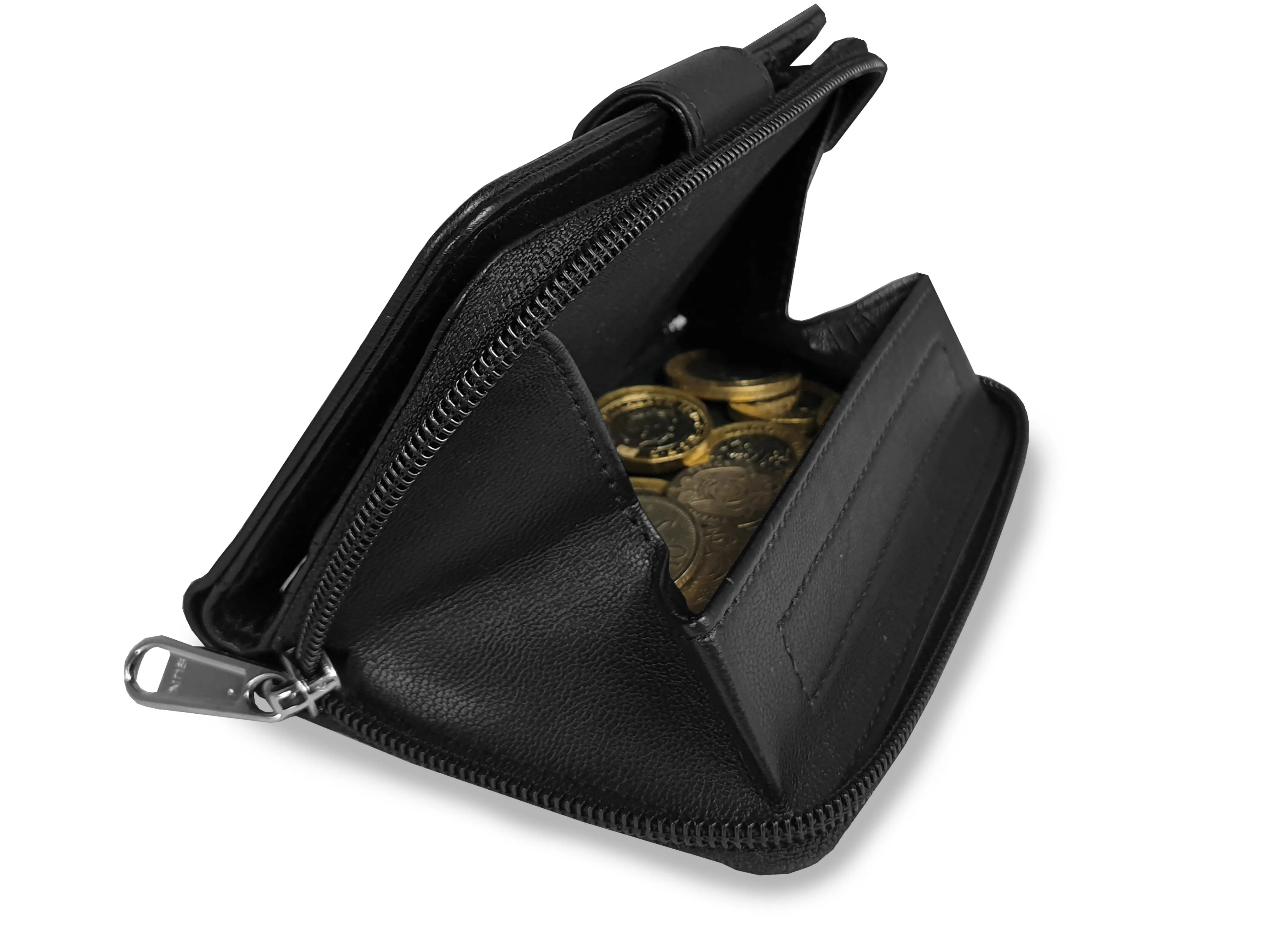 Ladies Designer Leather Purse, RFID Protected Card Slots, Coin Section QL115