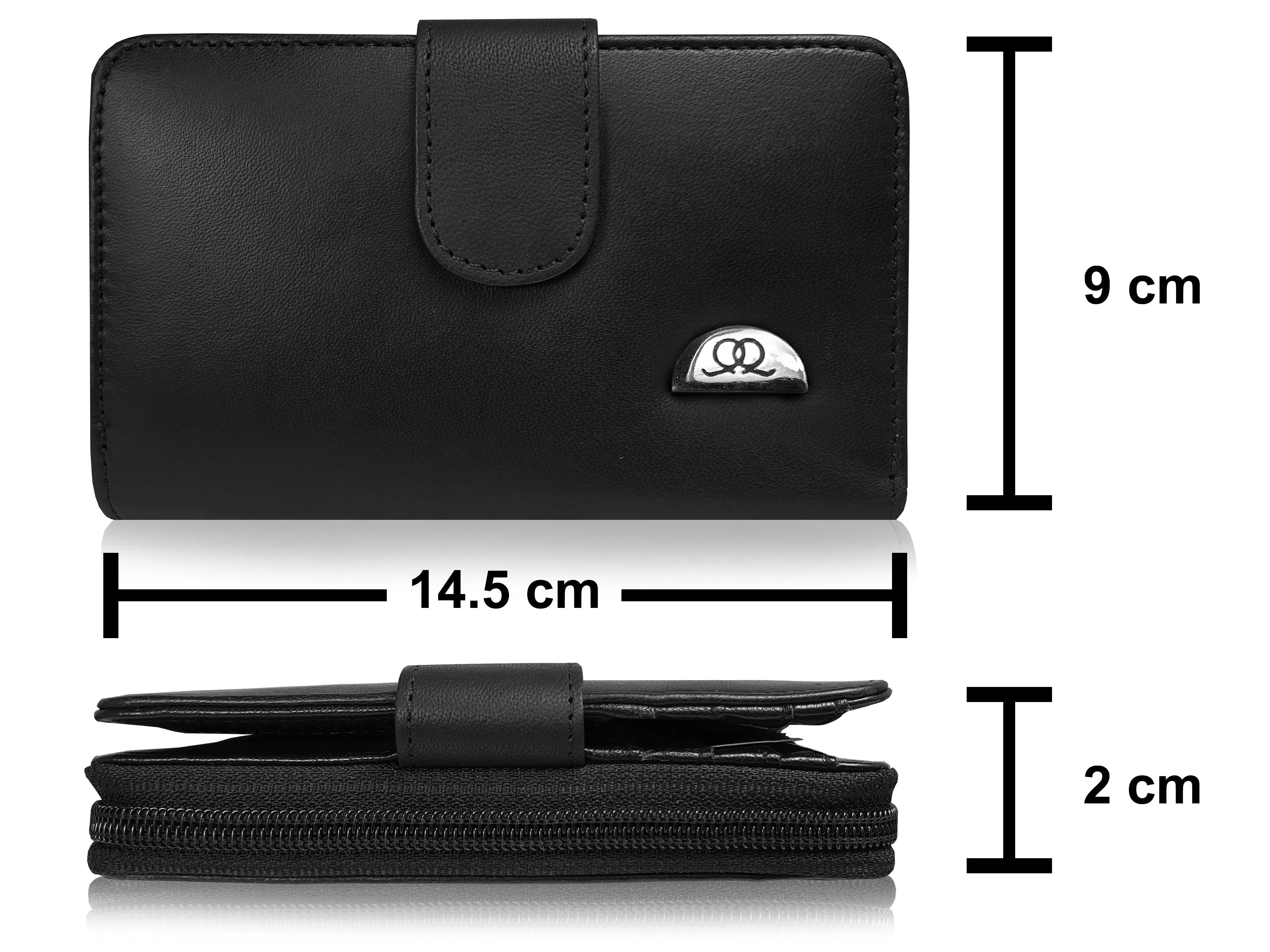 Ladies Designer Leather Purse, RFID Protected Card Slots, Coin Section QL115