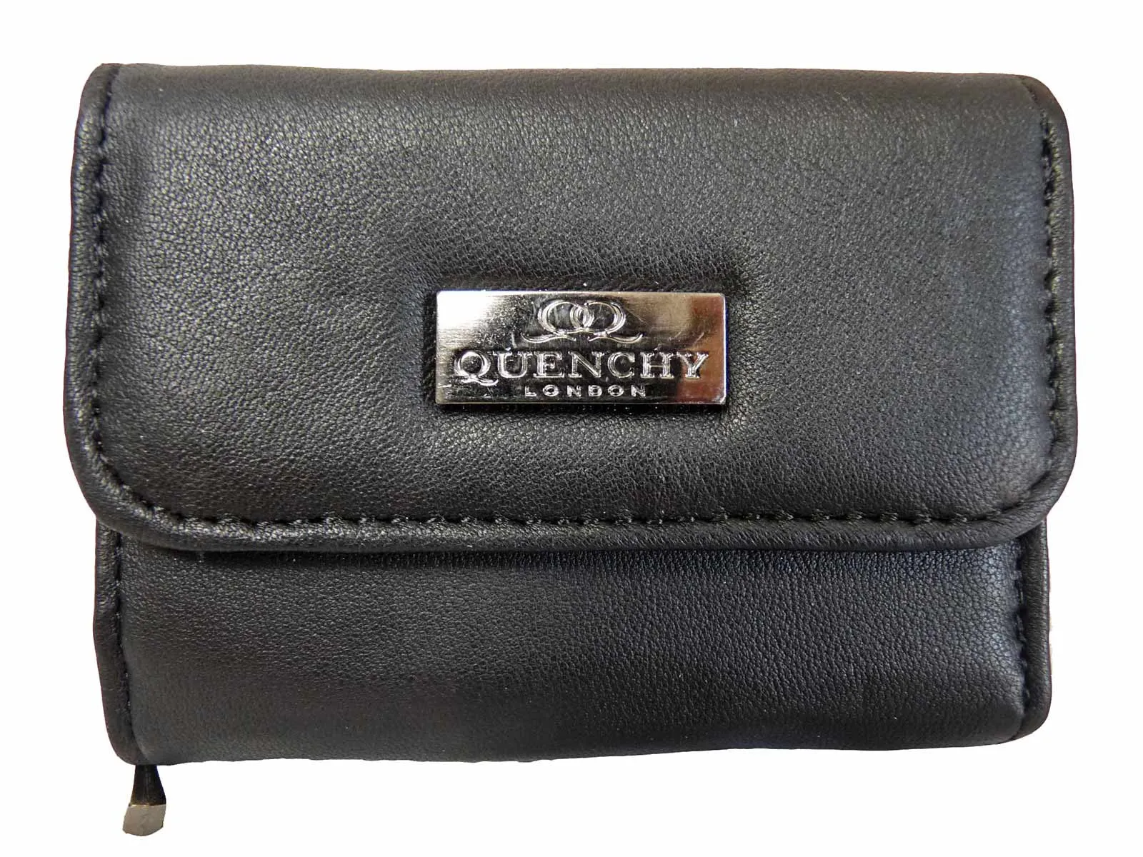 Ladies Small Leather Zipped Coin Purse Black QL223