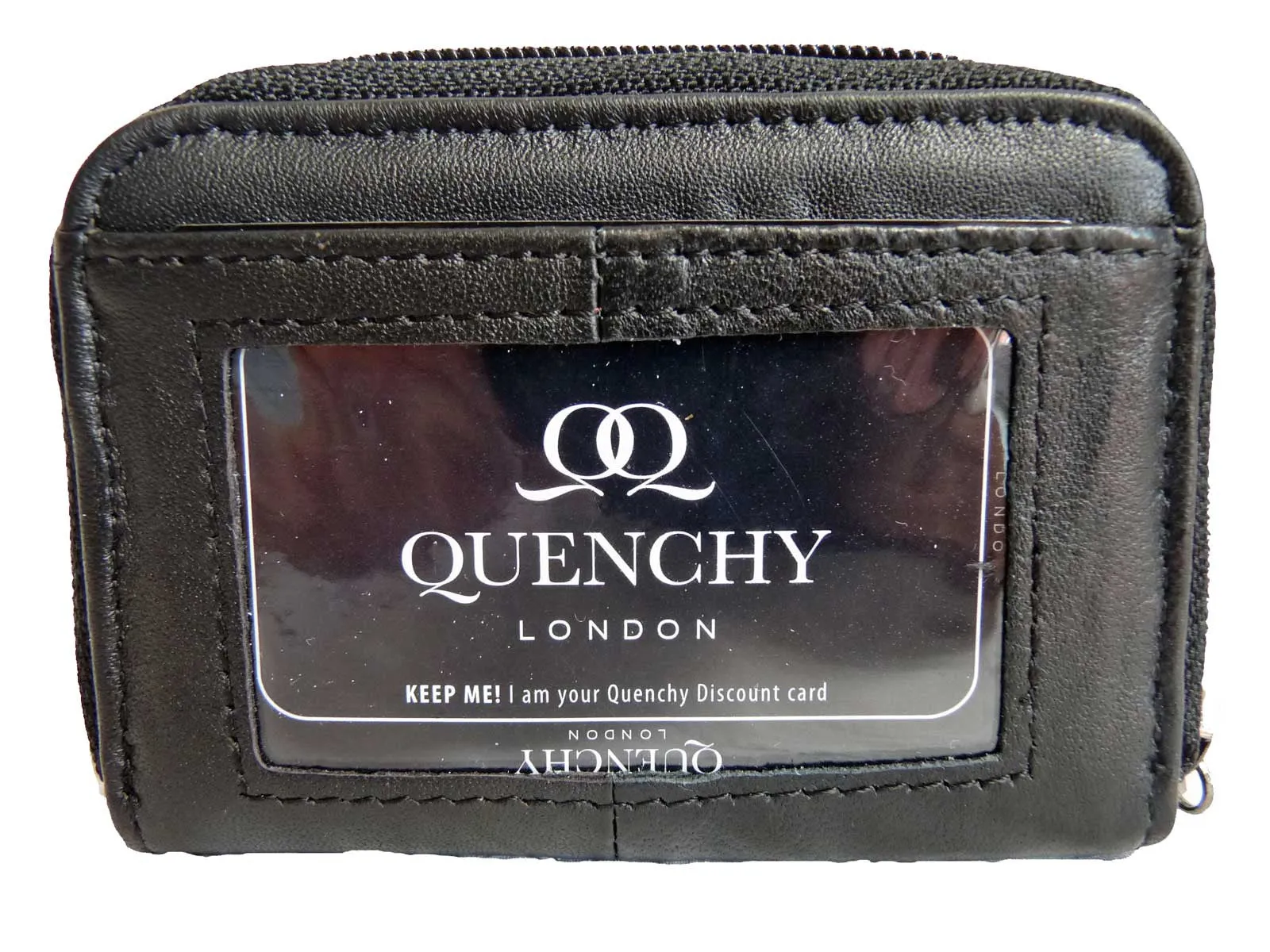 Ladies Small Leather Zipped Coin Purse Black QL223