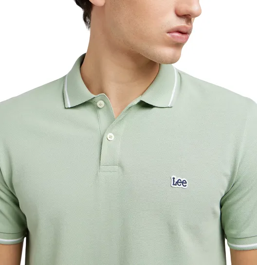 Lee polo manica corta da uomo in cotone pique 112349953 verde salvia