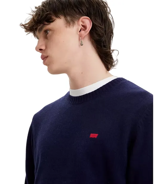 Levi's maglioncino girocollo da uomo manica lunga Housemark A4320-0001 blu
