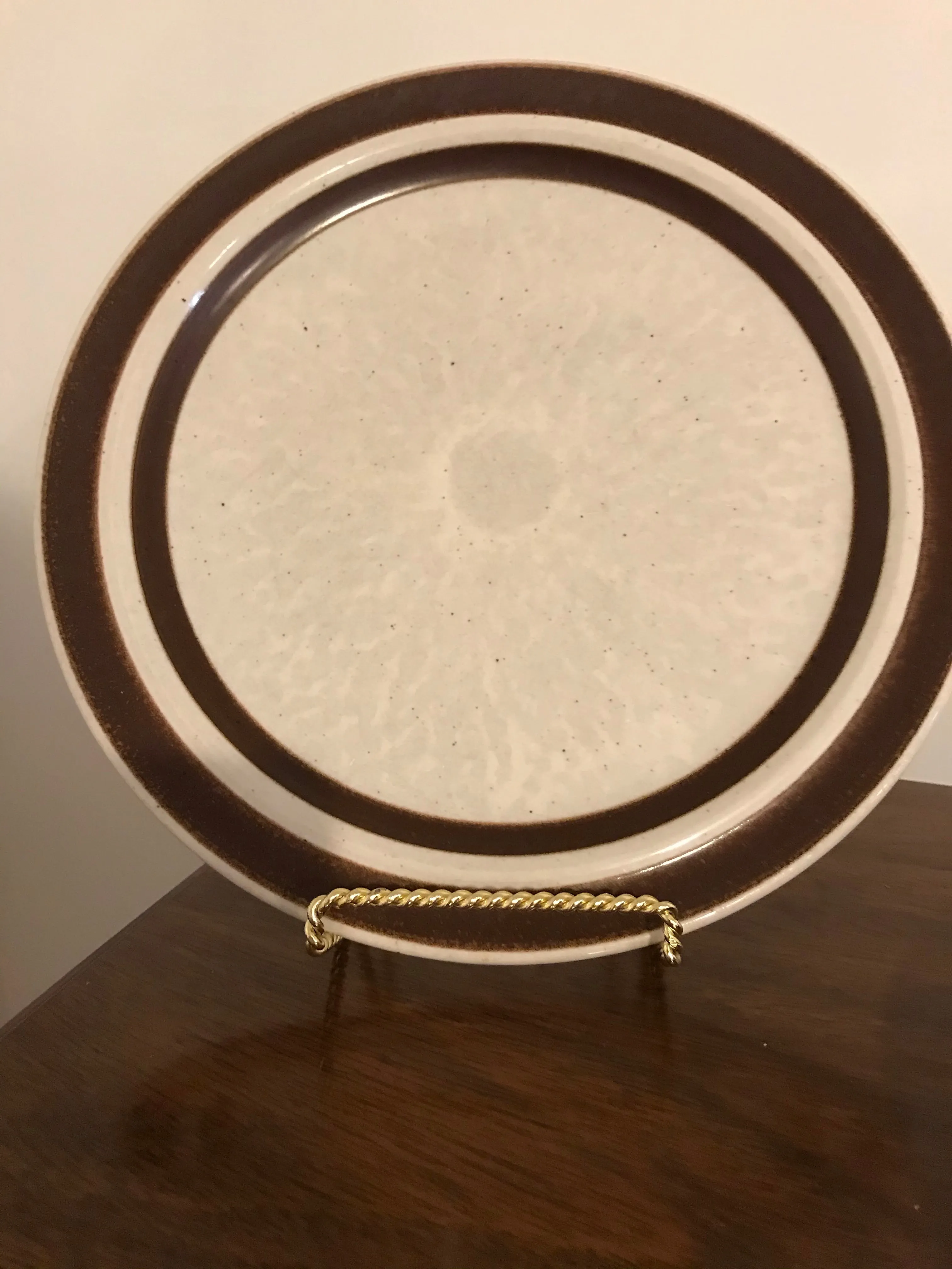 <€€ Vintage Haniwa Stone 3481 Brown Stone Set/3 Dinner Plates Retired