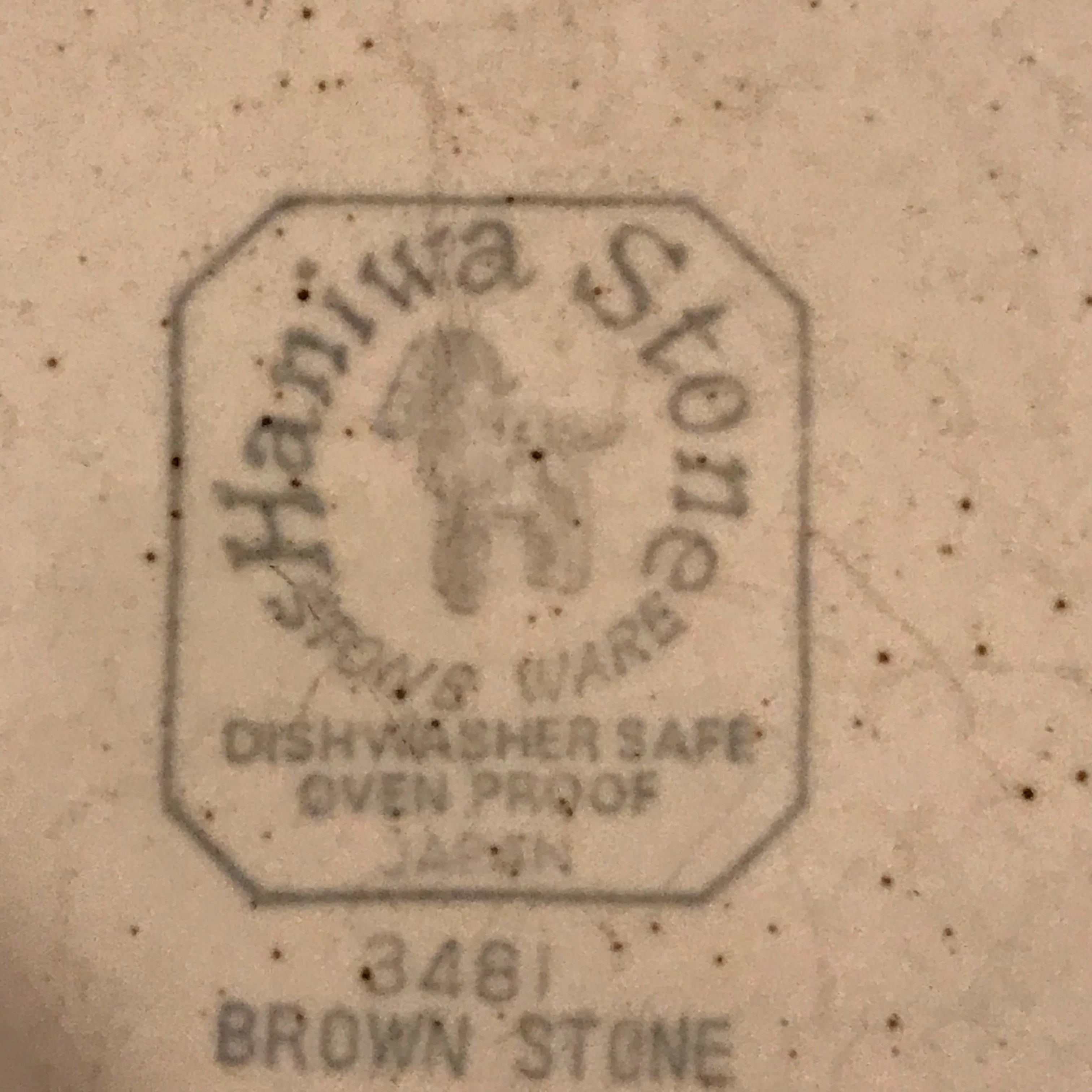 <€€ Vintage Haniwa Stone 3481 Brown Stone Set/3 Dinner Plates Retired